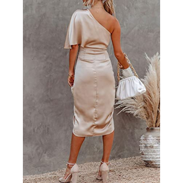 CUPSHE Women Satin Dress – Elegant High Low Cocktail Dress