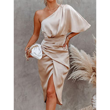 CUPSHE Women Satin Dress – Elegant High Low Cocktail Dress