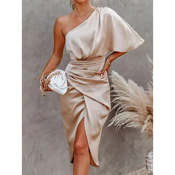 CUPSHE Women Satin Dress – Elegant High Low Cocktail Dress