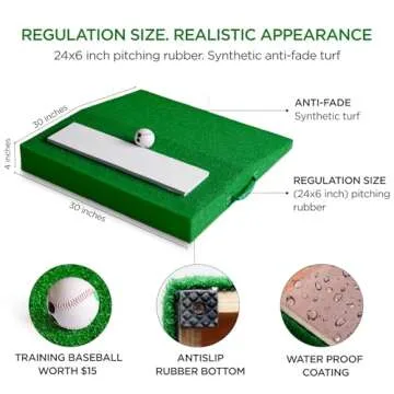 Portable Pitching Mound for Baseball Pitchers Mound Baseball for Backyard Practice with Antifade Turf and Regulation Size Pitching Rubber 30 x 30 x 4 Inch