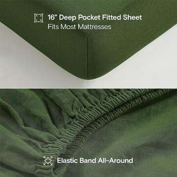 Sijo Stone Washed Organic French Linen Bed Sheet Set, GOTS Certified Organic, Best Cooling Linen Sheet Award by Sleep Foundation, 4 Piece - 2 Pillowcases, 1 Fitted and 1 Flat (Forest, King)