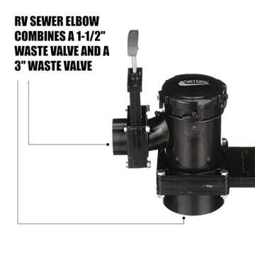 Valterra San Tee Double Rotating Valve, Mess-Free Waste Valve for RV's, Campers, Trailers, 3" x 1.5" Hub