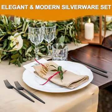 40 Pieces Black Silverware Set, Stainless Steel Flatware Set Service for 8, Tableware Cutlery Set, Utensils for Home, Restaurant, hotel, Include Knife Fork Spoon Set,Dishwasher Safe