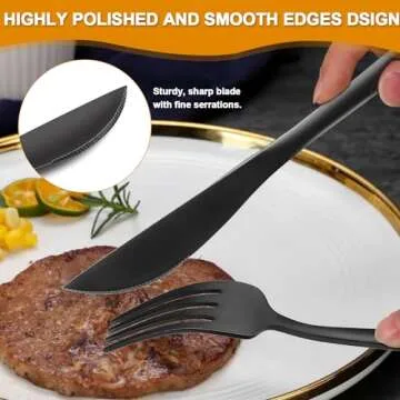 40 Pieces Black Silverware Set, Stainless Steel Flatware Set Service for 8, Tableware Cutlery Set, Utensils for Home, Restaurant, hotel, Include Knife Fork Spoon Set,Dishwasher Safe