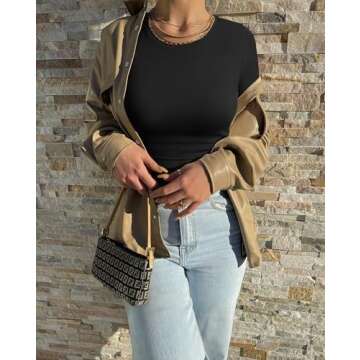 OQQ Womens 2 Piece Shirts Short Sleeve Crew Neck Ruched Stretch Fitted Tee Shirts Crop Tops Black Coffee