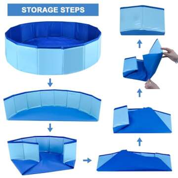 Enenes 24'' x 8'' Dog Pool, Folding Dog Swimming Pool, Portable Dog Bathtub, Dogs Cats PVC Non-Slip Bath Tub Puppy Shower Bathing Tub and Collapsible Pool for Dogs Cats (Blue)