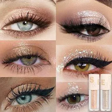 Liquid Sparkling Glitter Eye Shadow Sticks – Crystal Silver Golden Eyeshadow, Eyeliner, Eyelid Shimmer Highlight Makeup, sombra de para ojos,Waterproof Quick-Drying