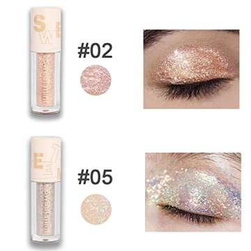 Liquid Sparkling Glitter Eye Shadow Sticks – Crystal Silver Golden Eyeshadow, Eyeliner, Eyelid Shimmer Highlight Makeup, sombra de para ojos,Waterproof Quick-Drying