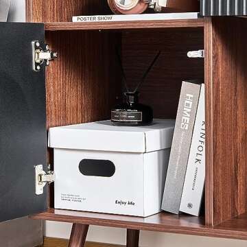 Record Player Stand, Double Wide Turntable Stand with Record Storage, Large Turntable Stand with Wood Legs, Mid-Century Modern Turntable Stand with Doors & Drawer, Record Player Table for Living Room