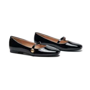 C.Paravano Women's Mary Jane Flats | Comfortable Square Toe Ballet Flats | Casual Dressy Black Shoes...