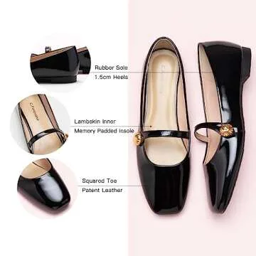 C.Paravano Mary Jane Flats | Elegant Square Toe Ballet Shoes
