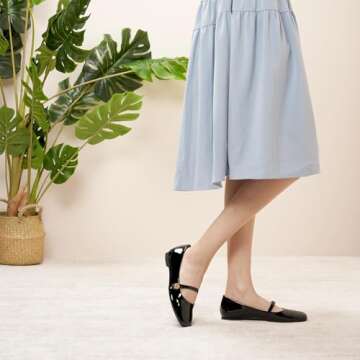 C.Paravano Mary Jane Flats | Elegant Square Toe Ballet Shoes