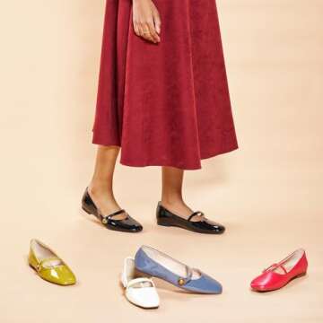 C.Paravano Mary Jane Flats | Elegant Square Toe Ballet Shoes