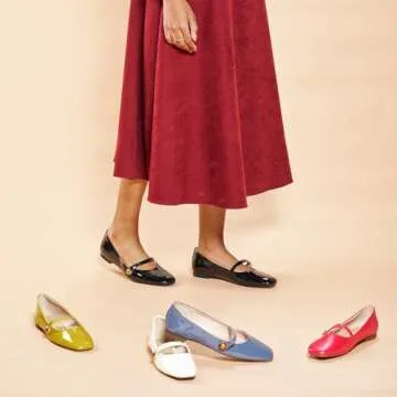 C.Paravano Mary Jane Flats | Elegant Square Toe Ballet Shoes