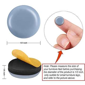 24 Pcs Chair Sliders 1/2 Inch Small Furniture Sliders for Carpet Round Furniture Glide Teflon,Adhesive Chair Carpet Sliders Tiny Furniture Mover Sliders
