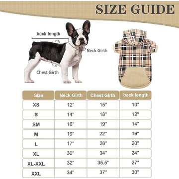 EXPAWLORER Plaid Dog Hoodie - British Style Soft and Warm Dog Sweater with Leash Hole, Hooded Cold W...