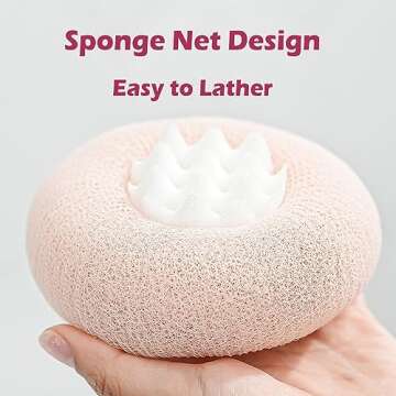 2 Pack Bath Body Brush, Exfoliating Body Scrubber, Bath Sponge Brush for Shower (Pink&Blue)