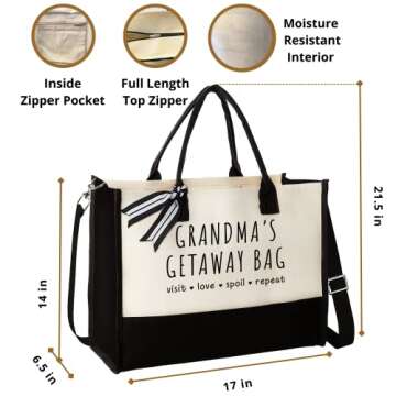 Grandma Gifts - Gifts for Grandma from Granddaughter, Grandson, Grandkids, Grandchildren - Valentines Day Gifts for Grandma, Grandma Valentine Gift - Grandma Birthday Gifts, Christmas Gifts - Tote Bag