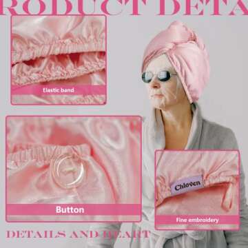 Chloven Satin Hair Towel Wrap - Satin Silk Hair Wrap for Sleeping, Large Hair Wrap Towels with Scrun...