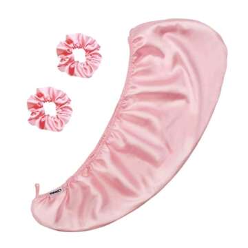 Chloven Satin Hair Towel Wrap - Satin Silk Hair Wrap for Sleeping, Large Hair Wrap Towels with Scrunchies, Anti Frizz Hair Drying Towel Wrap for Women Girls,Ultra-Fine Hair Towel Wrap for Long Hair