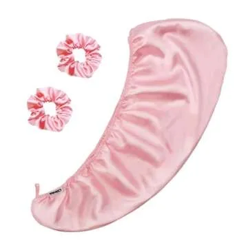 Chloven Satin Hair Towel Wrap - Satin Silk Hair Wrap for Sleeping, Large Hair Wrap Towels with Scrunchies, Anti Frizz Hair Drying Towel Wrap for Women Girls,Ultra-Fine Hair Towel Wrap for Long Hair