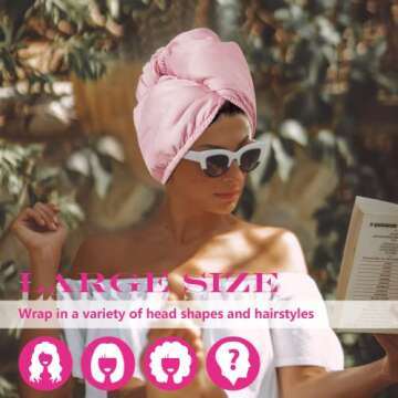 Chloven Satin Hair Towel Wrap - Satin Silk Hair Wrap for Sleeping, Large Hair Wrap Towels with Scrunchies, Anti Frizz Hair Drying Towel Wrap for Women Girls,Ultra-Fine Hair Towel Wrap for Long Hair