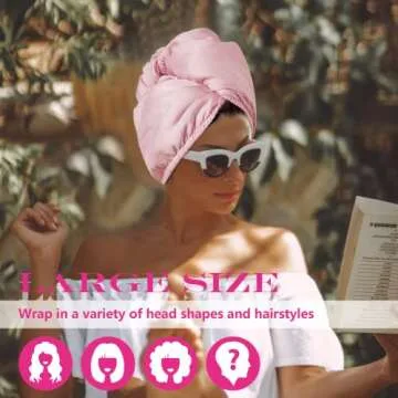 Chloven Satin Hair Towel Wrap - Satin Silk Hair Wrap for Sleeping, Large Hair Wrap Towels with Scrunchies, Anti Frizz Hair Drying Towel Wrap for Women Girls,Ultra-Fine Hair Towel Wrap for Long Hair