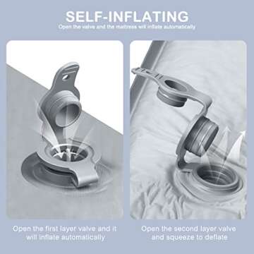 ANGELBLISS Baby Playpen Mat, Self-Inflating Play Mat for Babies and Toddlers, Roll Up & Waterproof Foam Crawling Mat for Floor, Portable Playmat for Babies with Travel Bag Grey (50×50in)