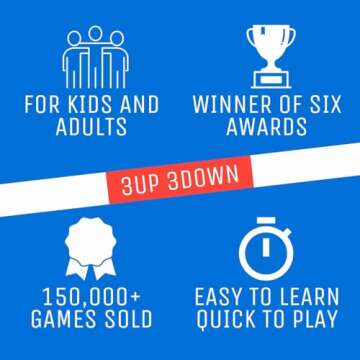 Ok2Win 3UP 3DOWN Card Game - Fast-Paced Easy-to-Learn Family Fun for Ages 7+