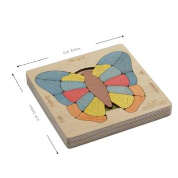 Life Cycle of A Butterfly | 31 Piece Wooden Multilayered Jigsaw Puzzles for Kids | Educational Toy and Gift for Boys & Girls 3 Years and Above
