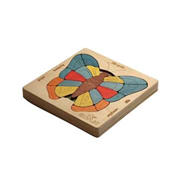 Life Cycle of A Butterfly | 31 Piece Wooden Multilayered Jigsaw Puzzles for Kids | Educational Toy and Gift for Boys & Girls 3 Years and Above