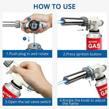 Kitchen Culinary Torch, Sondiko Professional Butane Torch Kitchen Blow Lighter Adjustable Flame with Reverse Use for Creme Brulee, Searing, Baking, BBQ (Butane Gas Not Included)
