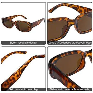 URATOT 6 Pack Vintage Rectangle Sunglasses for Women