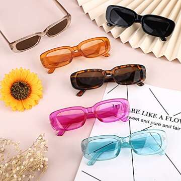 URATOT 6 Pack Vintage Rectangle Sunglasses for Women