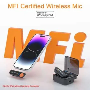 COMICA Vimo S MI Wireless Lavalier Microphone for iPhone, MFI Certified, Noise Cancelling, 15HR Battery, 656' Transmission, Dual Wireless Lapel Mic for iPhone Video Recording Vlogs Live Stream