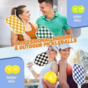 Sprypals Lightweight Pickleball Paddle Set, 4 Paddles & Balls