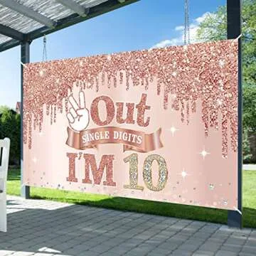 Large 10 Years Old Birthday Banner for Girls Decor