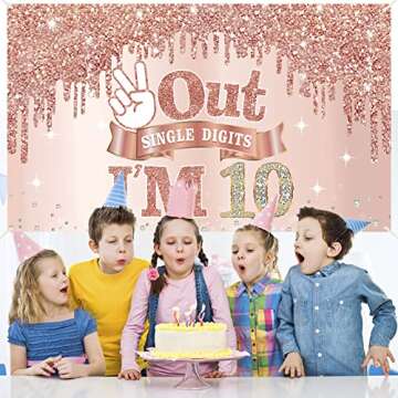 Large 10 Years Old Birthday Banner for Girls Decor