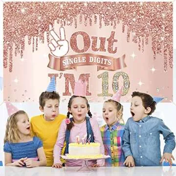 Large 10 Years Old Birthday Banner for Girls Decor