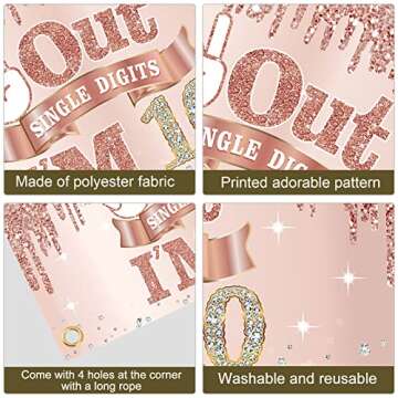 Large 10 Years Old Birthday Banner for Girls Decor