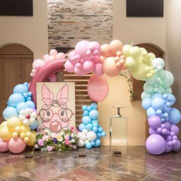 HOUSE OF PARTY 140PCS Pastel Rainbow Balloon Arch Garland Kit - Balloon Arch Kit-Birthday Balloons, Globos para Decoracion de Fiestas | Ideal for valentines day Baby Shower Party Decorations