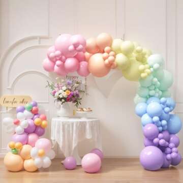 HOUSE OF PARTY 140PCS Pastel Rainbow Balloon Arch Garland Kit - Balloon Arch Kit-Birthday Balloons, Globos para Decoracion de Fiestas | Ideal for valentines day Baby Shower Party Decorations