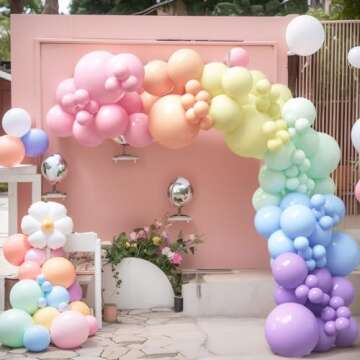 HOUSE OF PARTY 140PCS Pastel Rainbow Balloon Arch Garland Kit - Balloon Arch Kit-Birthday Balloons, Globos para Decoracion de Fiestas | Ideal for valentines day Baby Shower Party Decorations