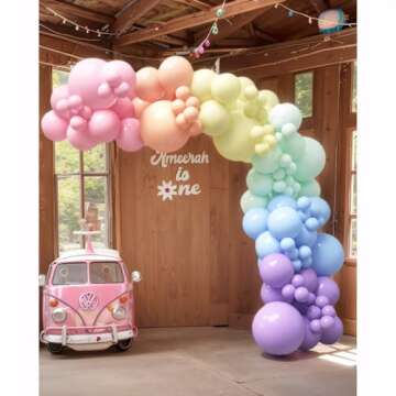 HOUSE OF PARTY 140PCS Pastel Rainbow Balloon Arch Garland Kit - Balloon Arch Kit-Birthday Balloons, Globos para Decoracion de Fiestas | Ideal for valentines day Baby Shower Party Decorations