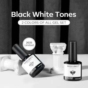 modelones Gel Nail Polish Set, 2 Pcs 15 ML Black and White Gel Polish White Gel Nail Polish Soak Off...