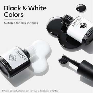 modelones Gel Nail Polish Set, 2 Pcs 15 ML Black and White Gel Polish White Gel Nail Polish Soak Off LED Gel Polish Spring Nails Art Manicure Home Gift for Women Girl