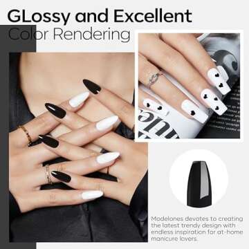modelones Gel Nail Polish Set, 2 Pcs 15 ML Black and White Gel Polish White Gel Nail Polish Soak Off LED Gel Polish Spring Nails Art Manicure Home Gift for Women Girl