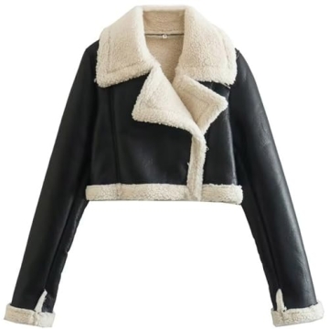 Trendy Women Winter Leather Jacket with Fleece Lining