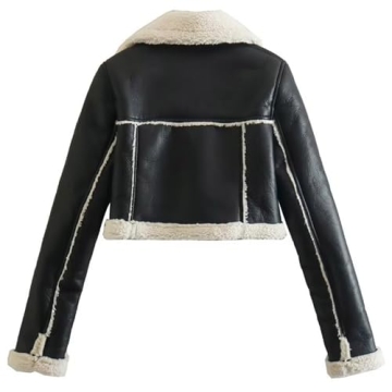 Trendy Women Winter Leather Jacket with Fleece Lining