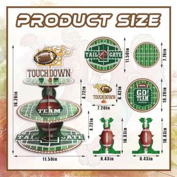 Estivaux 3-Tier Football Cupcake Stand for Dessert Table, Sports Rolls Ball Cupcake Tower Tray Green...